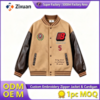 Veste universitaire personnalisée avec logo brodé, manches en similicuir, boutons-pression, pour hommes et femmes, style bomber baseball