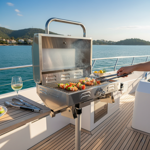 <span class=keywords><strong>Barbecue</strong></span> marin pour <span class=keywords><strong>bateau</strong></span> en acier inoxydable, grill au propane de table pliable avec option <span class=keywords><strong>charbon</strong></span> de bois et support inclinable - Product Image 1