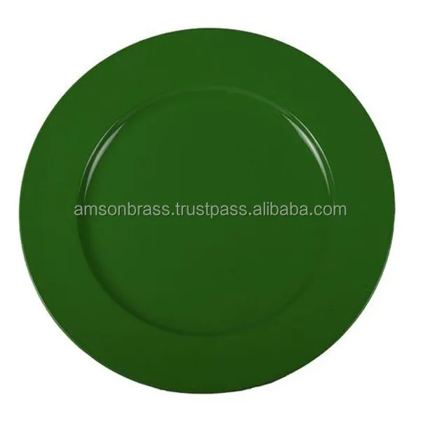 Tabletop Dinnerware Charger Plate Dark Green Color Round Charger Plate Dishes Plates