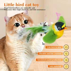 Juguete Masticable Automático <span class=keywords><strong>Flappy</strong></span> Chase 2025 con Alas que se Agitan y Sonido de Pájaros, Poliéster y Plumas de Gallina para Gatos - Product Image 4