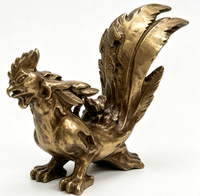 Figurine de coq en résine dorée, statue de poulet Feng Shui chinois sur base en racine d'arbre, ornement porte-bonheur pour la richesse, pour la maison, le bureau