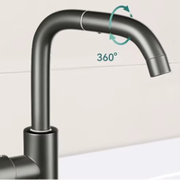 Robinet de cuisine et de salle de bain classique en acier inoxydable, à montage sur plan, monocommande, avec capteur tactile, finition noire