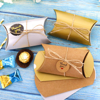 Boîte d'oreiller en papier kraft brun Kit de boîte de friandises pour bonbons Coffrets cadeaux Emballage cadeau de faveur de mariage avec corde