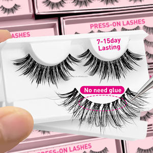 3d אפקט פרטי תווית הסיטונאי מודבק עפעף שקר עצמי דבק העיתונות על יד ריסים בעבודת יד ריסים ללא מראה ברור הלהקה חצי lash lash - Product Image 2