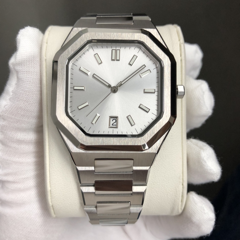 Silver watch white dial