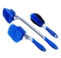 Ensemble de 3 brosses de lavage de voiture Zhenda Premium, brosse de nettoyage des pneus et des jantes de voiture, brosse de nettoyage des roues de voiture avec poignée ergonomique antidérapante