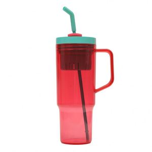 40Oz Portable Plastic Handle Cup Large Capacity Vehicle Use Travel Car Beer Tumbler Mug Cup With Handle Straw - Product Image 6