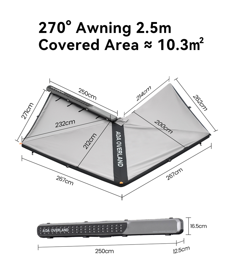 Grigio: 250 cm * 270 gradi