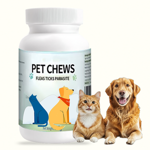 Compléments à mâcher pour animaux de compagnie : Soutien immunitaire, absorption rapide, naturel et sûr, multivitamines, minéraux et oméga 3 pour chats, contre les puces et les tiques - Product Image 1