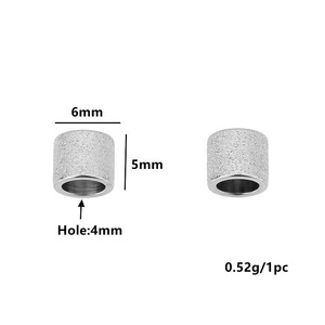 Frosted Large Hole Barrel Beads 5x6 6x10mm | 18K PVD Gold Plated Stainless Steel <b>Spacer</b> for DIY Bracelet Necklace Jewelry - Product Image 5