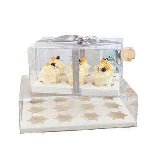 Wholesale Custom Rigid Kraft Paper <b>Cupcake</b> <b>Boxes</b> with Window Plastic Cover for Cake Takeout Packaging - Product Image 1