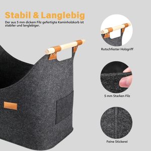Germany vendita calda durevole Non tessuto da viaggio borsa da trasporto personalizzata pieghevole <span class=keywords><strong>in</strong></span> feltro legna da ardere cestini con manici <span class=keywords><strong>in</strong></span> <span class=keywords><strong>legno</strong></span> - Product Image 3