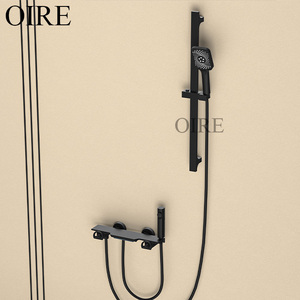 Robinet <span class=keywords><strong>de</strong></span> <span class=keywords><strong>douche</strong></span> mural <span class=keywords><strong>de</strong></span> luxe en laiton noir à poignée unique avec <span class=keywords><strong>barre</strong></span> coulissante 3 fonctions (chaud/froid/pluie/<span class=keywords><strong>douche</strong></span> douce) pour appartement - Product Image 2