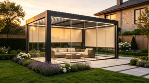 Pergola carrée moderne en acier noir RKOVE pour l'extérieur, structure d'ombrage pour jardin, revêtement poudré, résistante aux intempéries - Product Image 6