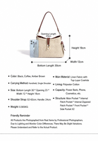 Sac à main en lin tissé de qualité supérieure avec garniture en cuir de vachette pleine fleur, sacoche décontractée japonaise pour femme avec fermeture éclair, sac minimaliste pour le quotidien