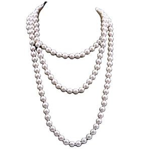 <span class=keywords><strong>2023</strong></span> vente en gros mode plaqué or 8 mm collier de perles avec nœud Simple multicouche longue chaîne de chandail forme de boule pour cadeau - Product Image 1
