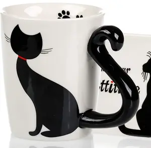 Taza de cerámica de gato pintada a mano, taza de café de unicornio, taza de té de pulpo, Taza de cerámica 3D de animal