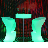 Meubles de bar extérieur en plastique imperméable pour discothèque, table et chaises lumineuses
