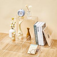 7 pièces de présentoirs en acrylique transparent, cubes à 5 faces, fond creux, supports de présentation pour buffet, table, présentoirs empilables, supports de rangement