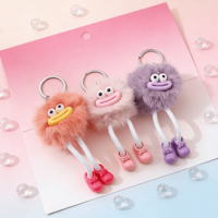 Porte-clés en fausse fourrure de lapin Rex douce, pompon pour chaton, poupée pompon, porte-clés pour femme, fille, breloque pour sac, jouet, pendentif, accessoires
