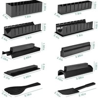 Kit de Fabrication de Sushi en Plastique 11 Pièces pour Débutants – Moule à Sushi Cœur, Rond, Carré – Outil de Roulement de Riz