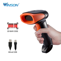 Pemindai USB Genggam Laser Pembaca Kode QR Nirkabel 1D Pemindai Barcode Gudang Logistik