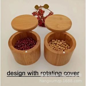 Wooden Spice Jar Set Magnetic Lid Airtight Storage For Kitchen Seasonings 10.41cm Height Solid <b>Bamboo</b> <b>Container</b> With Lids - Product Image 2