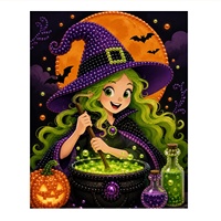Décoration Murale Halloween Sorcière pour Fêtes, Kits d'Artisanat pour Adultes et Enfants, Peinture Diamant Perle – Prix de Gros pour le Dropshipping