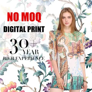 2022 Latest Design Fashion 100% Cotton Floral Printed Satin Fabric Silk/Cotton Fabric For Women Dress
