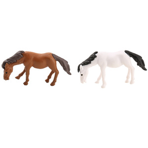 Figurines de chevaux et poneys miniatures en PVC, blanches et brunes, décorations de jardin intérieures et extérieures - Product Image 5