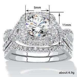 Anillo de Compromiso de Diamantes en Oro Blanco para Mujer Q103, Corte Brillante Redondo, Color G Natural, Diseño Halo - Product Image 5