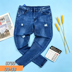 6.98 Dólares GZL022 Talla 30-38 Vaqueros elásticos ajustados rasgados para hombre, de mezclilla elástica, estilo urbano, ¡Gran oferta! - Product Image 4