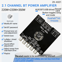 WUZHI AUDIO AS21 2.1 canaux TPA3255 BT Module de carte amplificateur numérique Tone Subwoofer 220W X2 + 350W