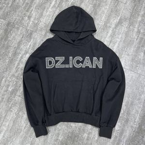 Sweat à capuche surdimensionné à épaules tombantes de haute qualité personnalisé par un designer, sweat à capuche en coton lourd, fabricants de sweat à capuche avec strass - Product Image 3