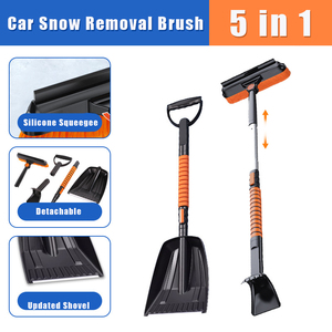 5 Trong 1 Xe Kính Chắn Gió Tuyết Loại Bỏ Làm Sạch Bàn Chải Băng <span class=keywords><strong>Scraper</strong></span> Xe Tuyết Remover Bàn Chải Với Tay Cầm Dài - Product Image 6