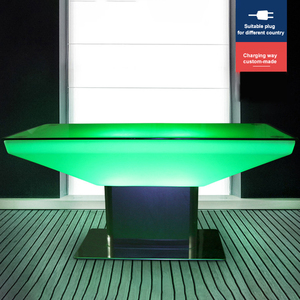 Meuble commercial lumineux personnalisé avec barre à led Ensemble <span class=keywords><strong>table</strong></span> et chaises modernes d'intérieur <span class=keywords><strong>Table</strong></span> d'appoint à led en plastique coloré pour boîte de nuit Ktv - Product Image 4