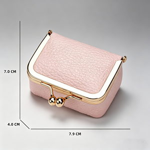Eco-friendly Customized Luxe Discreet Kiss Lock Jewelry Cases Pastel Leatherette <b>Mini</b> Travel <b>Storage</b> <b>Boxes</b> - Product Image 2