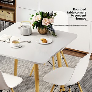 Juego de Mesa y Sillas de Comedor con Patas Redondas de MDF, Diseño Compacto para Hogar, Balcón, Recepción y Reuniones - Product Image 4