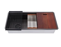 Évier de cuisine carré encastré en acier inoxydable 304 de 45 pouces, design moderne fait main, grande capacité