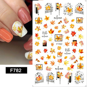 Nuevas pegatinas de uñas con diseño de hojas de arce otoñales, pegatinas amarillas para decoración de uñas con diseño de hojas de arce de otoño - Product Image 2