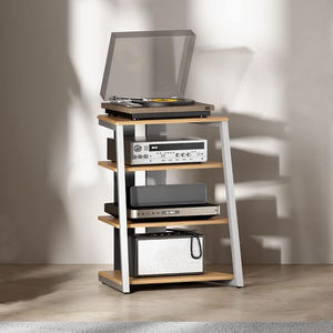 Soporte de <span class=keywords><strong>TV</strong></span> Esquinero de 4 Niveles con Estantes Ajustables, Mueble Moderno para Equipos de Audio y Video, Centro de Entretenimiento con Enchufes, Torre de Audio - Product Image 2