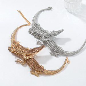 Collier ras du cou pour femme Kaimei 2026, bijoux fantaisie, animal crocodile, entièrement serti de diamants, grand collier punk pour femme, collier animal pour femme - Product Image 5