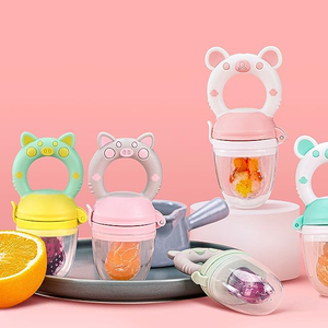 New 2-in-<span class=keywords><strong>1</strong></span> hình dạng màu hồng bé trái cây trung chuyển núm vú Silicone trái cây trung chuyển núm vú bé trung chuyển với bìa - Product Image 2