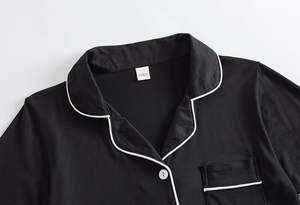 Kids Pyjama <span class=keywords><strong>Sets</strong></span> Button Down Kurzarm mit Shorts Einfarbiges Teens Outfit mit Taschen Pyjama Anzug - Product Image 2