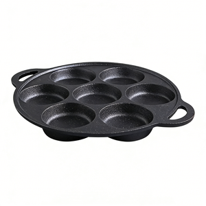 Sartén de Hierro Fundido <span class=keywords><strong>para</strong></span> Huevos y Hamburguesas, Sartén de Siete Agujeros <span class=keywords><strong>para</strong></span> Empanadas, Desayuno, Comida Rápida, Sartén Pequeña <span class=keywords><strong>para</strong></span> Panqueques - Product Image 3