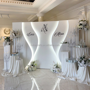 Toile de fond de mariage en PVC acrylique blanc, forme ondulée, panneau LED pour la décoration de la scène de mariage et du photomaton - Product Image 5