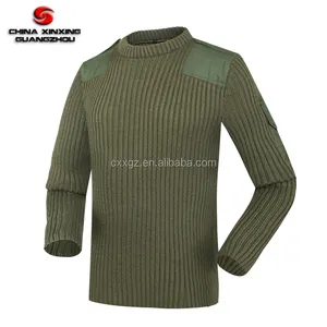good price factory supplier round neck pull over light green color combat tactical dress wool sweater