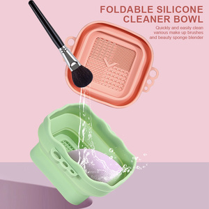 Foldable <b>Silicone</b> Makeup Brush Cleaning Bowl Washing Mat Cosmetic Cleaner <b>Tool</b> for Powder Puff Beauty Sponge Home Use - Product Image 2