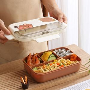 Boîte à lunch Bento sûre pour four à micro-ondes à double niveau INS avec couvercle en PP pour étudiant et travail sans BPA 4 compartiments Boîte à bento pour enfants - Product Image 2