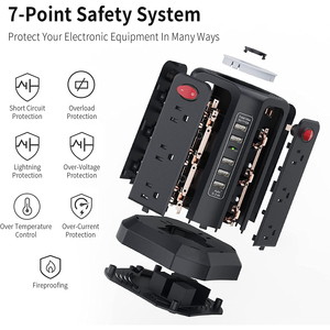 12 AC Multiple Outlets/Power Strip <strong>Tower</strong> with Surge Protector 5 USB Ports and Night Light 10FT <strong>Extension</strong> Cord - Product Image 2